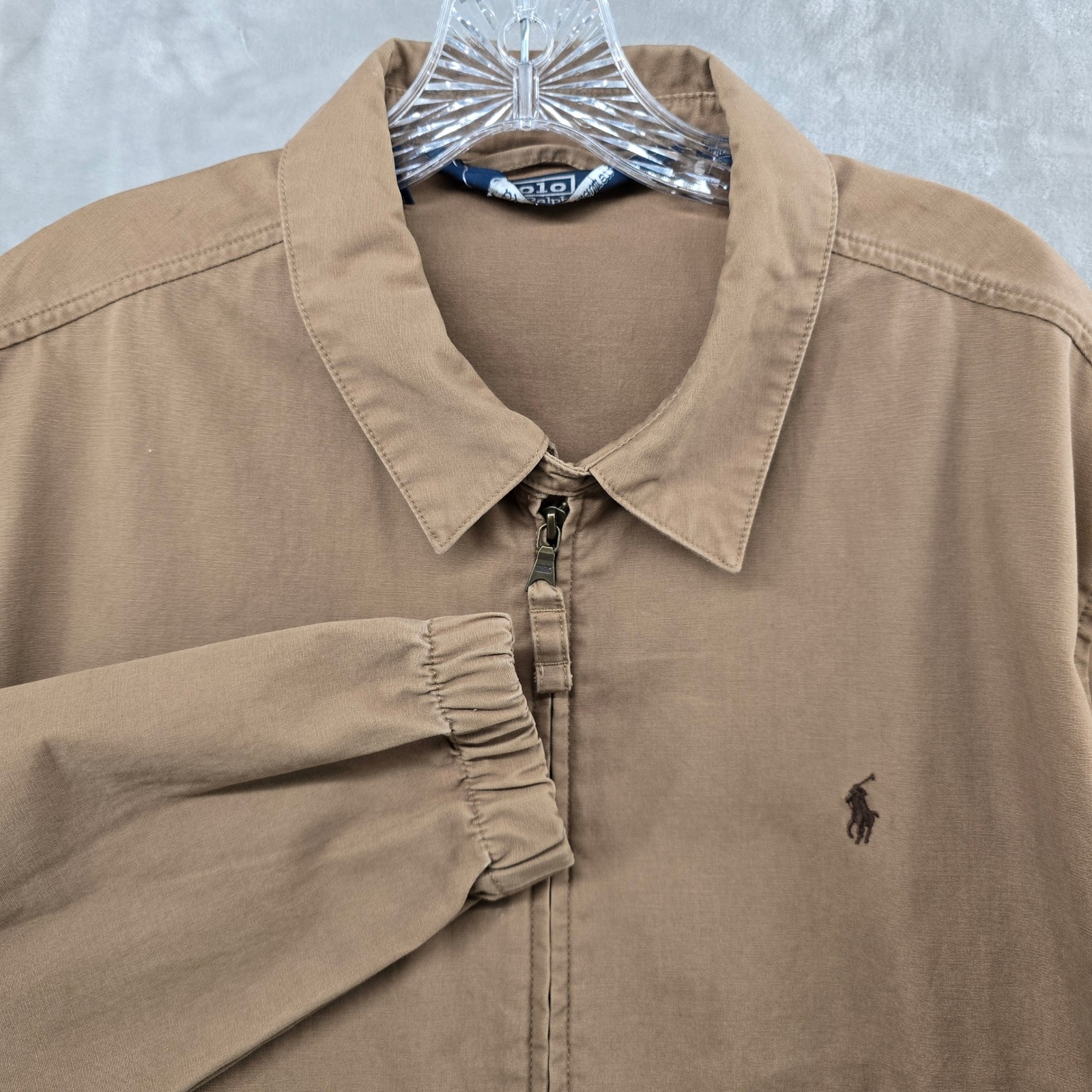 Vintage Polo Ralph Lauren Harrington Jacket Mens Large Brown Zip Windbreaker